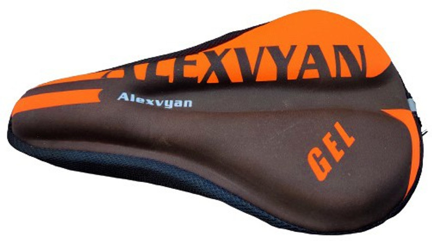 AlexVyan Orange Black Cycle Soft Gel Saddle Cover 11 7.5 Inch