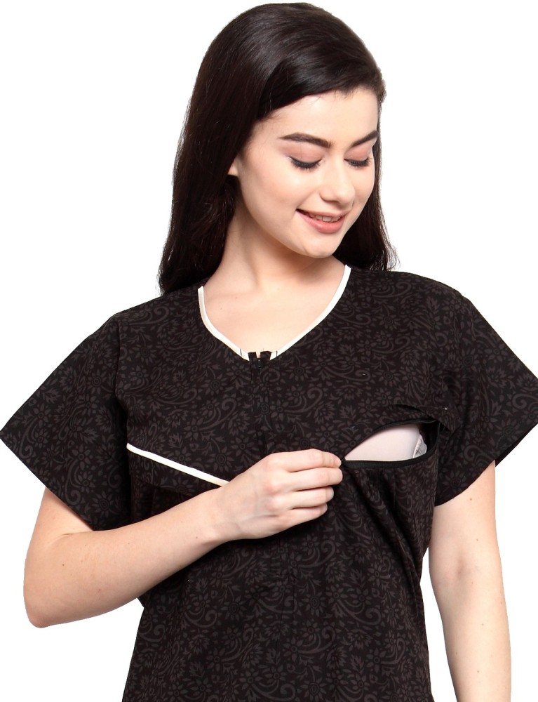 Buy Brown 100% Cotton Feeding/Maternity/Nursing Nighty for Women Online at  Secret Wish