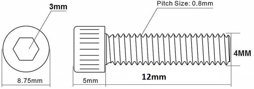 sl sales Bolt M4 X 12MM Allen Bolt Cap Screw (Allen Key Free)Socket Head  Cap Screws Grade 12.9 Alloy Steel Black Oxide(Pack Of 10) Price in India -  Buy sl sales Bolt