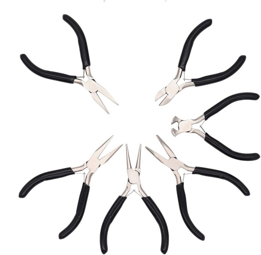 7 Piece Jewelry Making Pliers Set with Lineman, End Cutting, Diagonal  Cutter, Needle, Long, Bent and Round Nose Wire Cutters for Wire Wrapping  Kit (5 In)