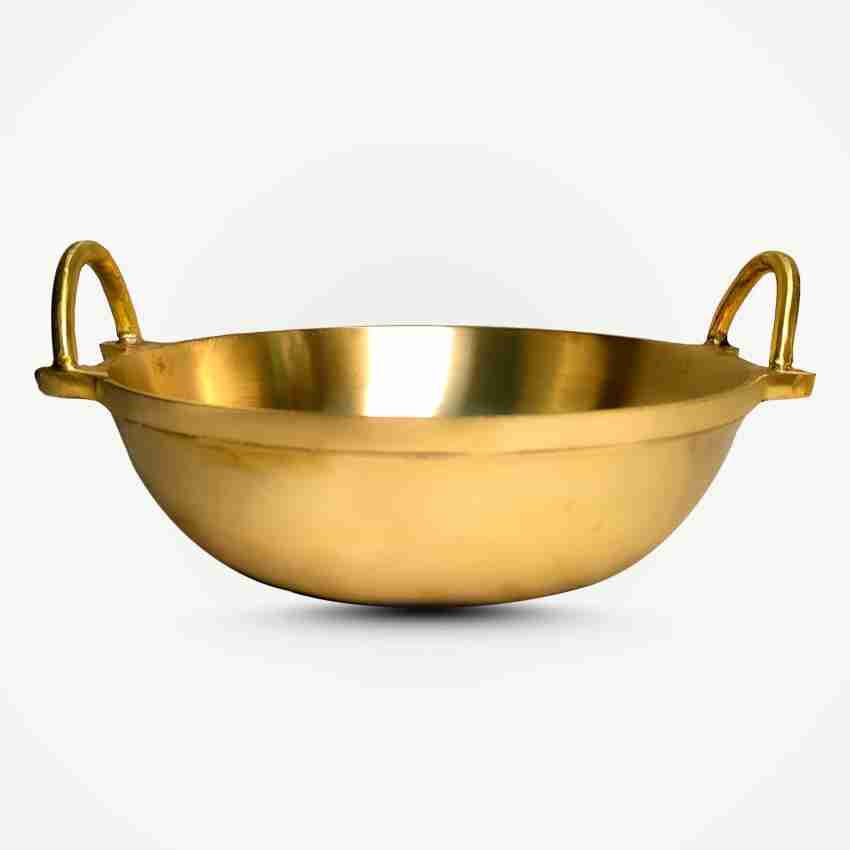 Brass Deep Fry Kadai With Double Handle,brass pital Handmade Kadai Brass  Kadai for Cooking Kadhai, Brass Fry Pan,brass Kadhai,cheenachatti 