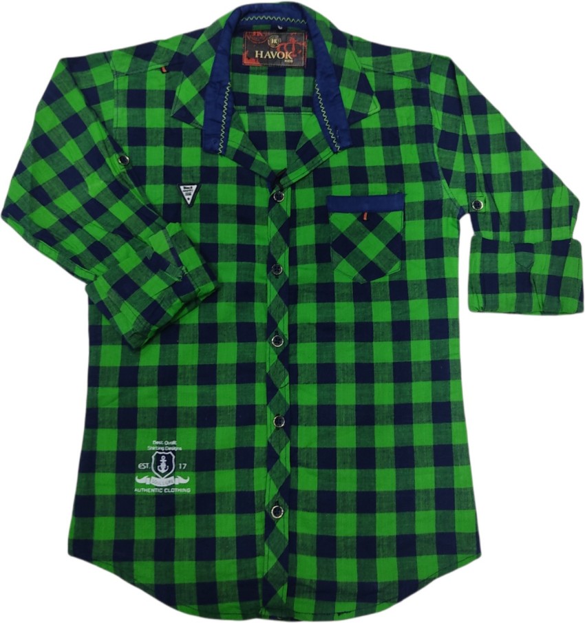 Havok Kids Boys Checkered Casual Green Shirt - Buy Havok Kids Boys  Checkered Casual Green Shirt Online at Best Prices in India