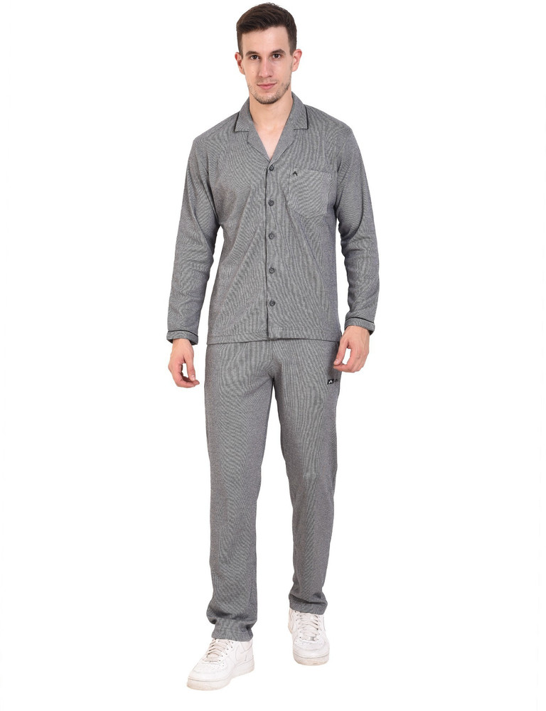 A Men Solid Blue Night Suit Set Price in India Buy A Men Solid