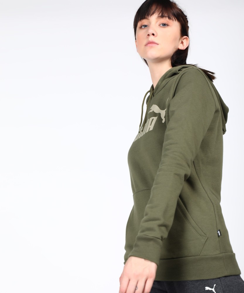 Olive green puma sales hoodie womens