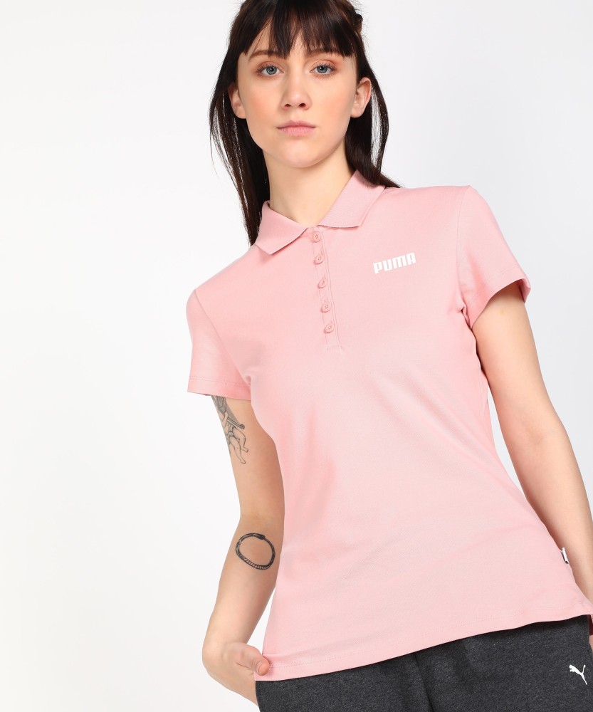 PUMA Solid Polo Neck Pink T-Shirt - Buy Solid Women Polo Pink T-Shirt Online at Prices in India | Flipkart.com