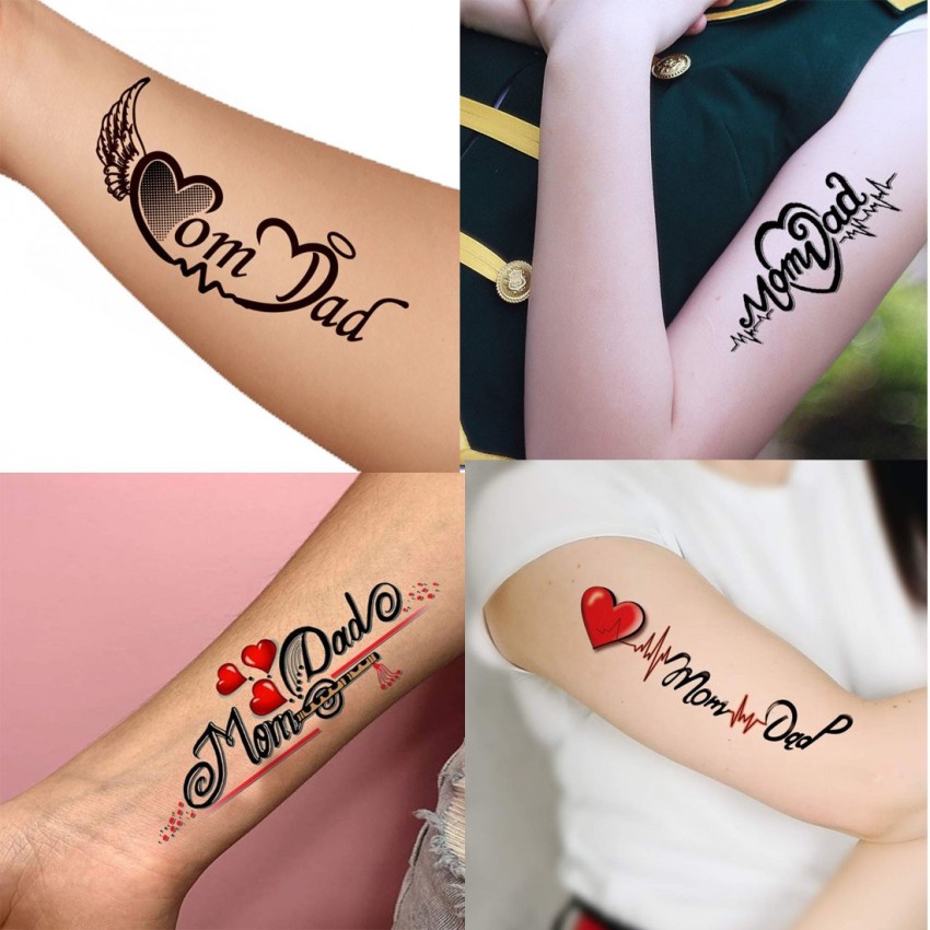 Voorkoms Mom and Dad with Heart loving Parents in 1 Tattoo with 6 Design  Waterproof Men and Women Temporary Body Tattoo  Amazonin Beauty