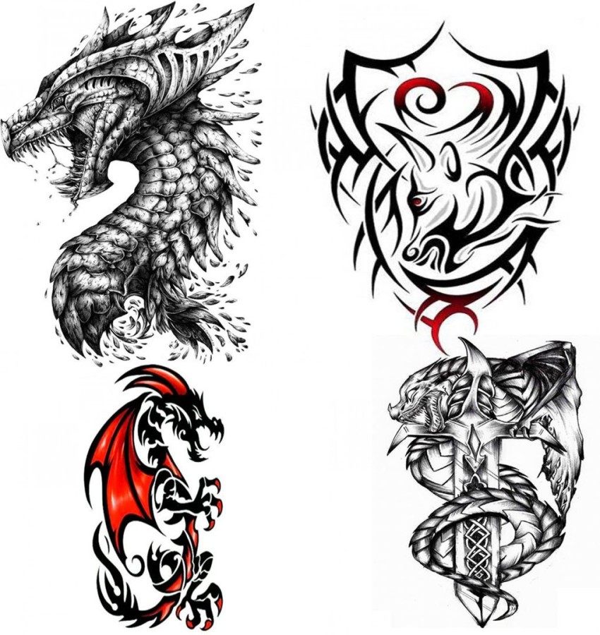 Buy Dragon Flower with Rose Combo Tattoo Waterproof Men and women Temporary  Body Tattoo 85711 Online  Get 55 Off