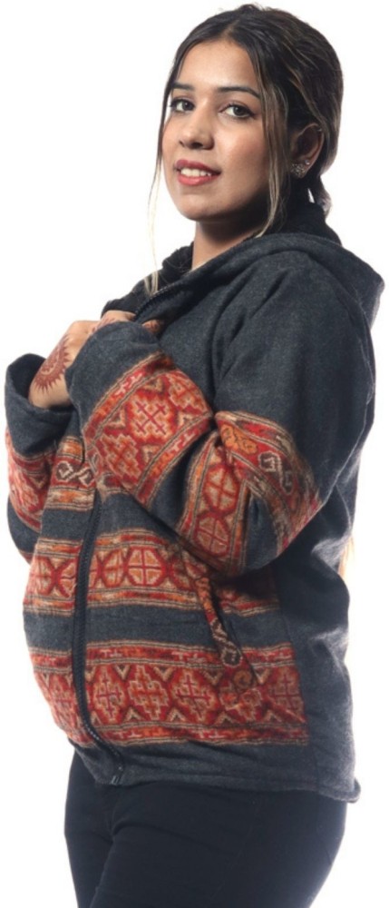 Woolen jacket with on sale hood