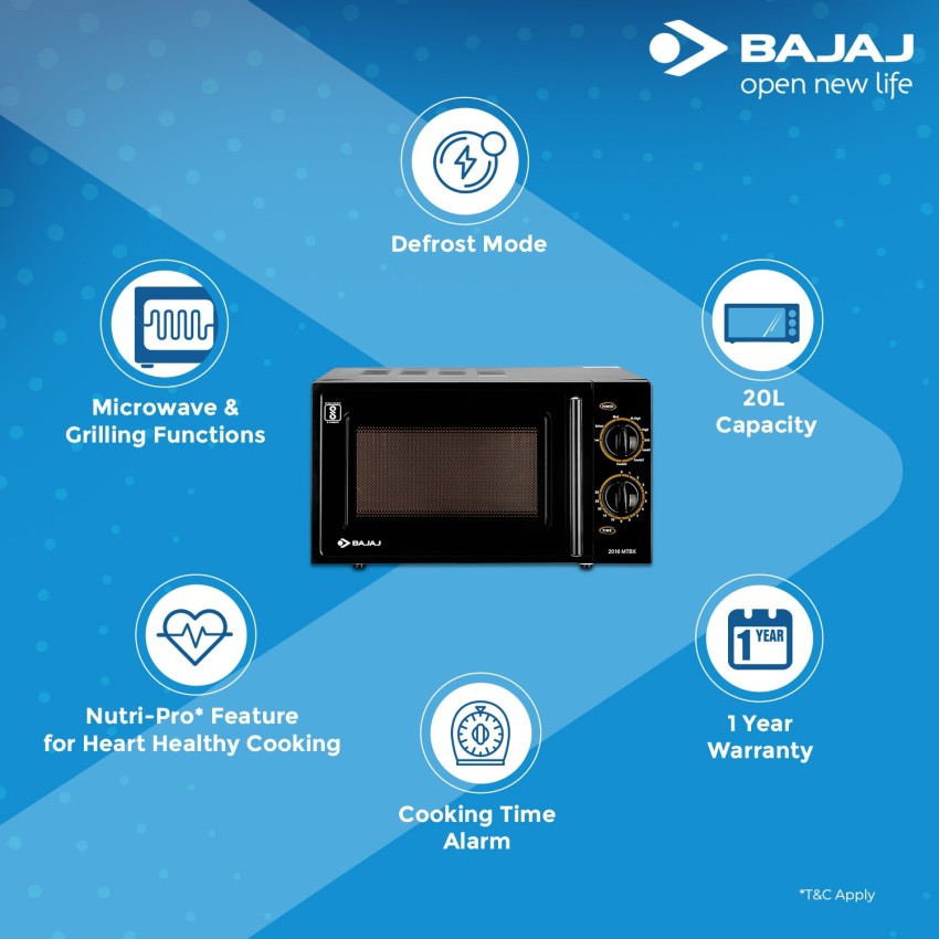 bajaj grill microwave oven 20l 2016 mtbx black