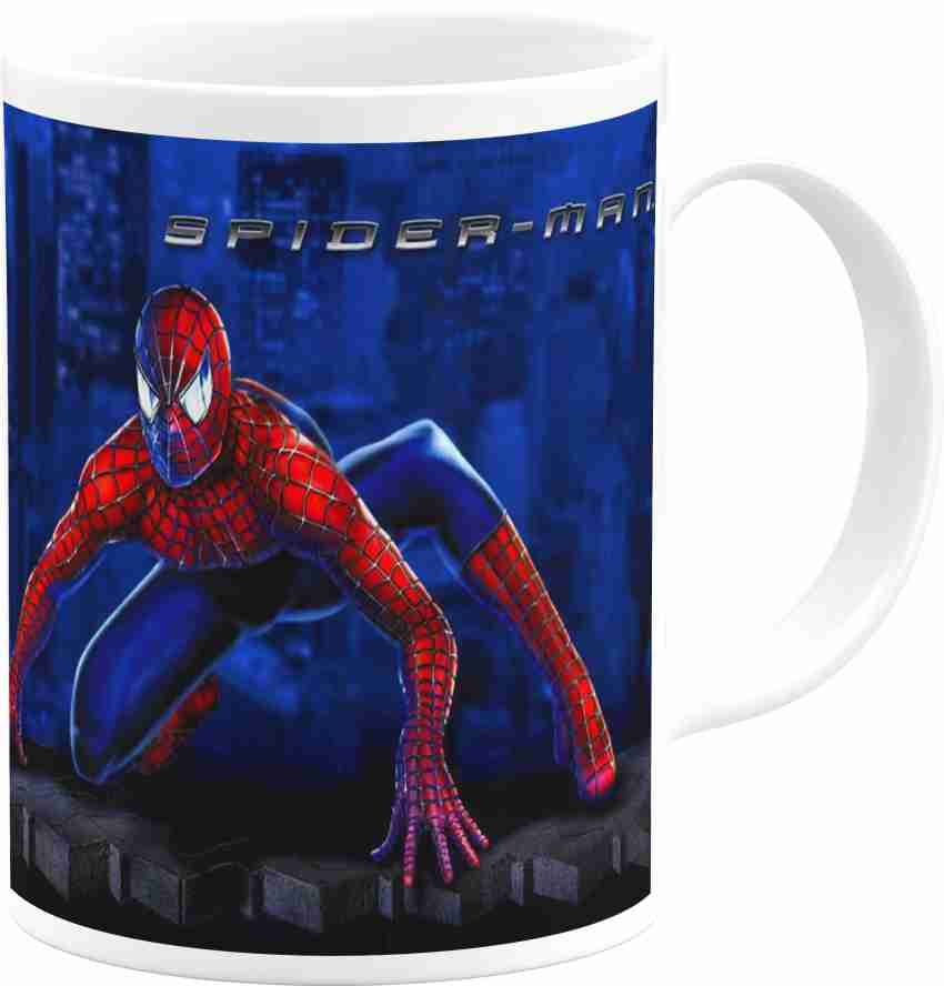 Chhaap Spiderman Mugs Gift for Kids Brother Sister Son Daughter Boys Girls  Hd Printed Microwave Safe Blue Ceramic Coffee Mug (350 ml) SPINM-12