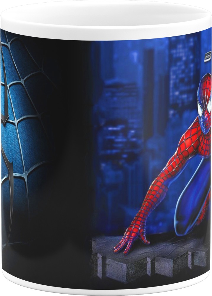 Chhaap Spiderman Mugs Gift for Kids Brother Sister Son Daughter Boys Girls  Hd Printed Microwave Safe Blue Ceramic Coffee Mug (350 ml) SPINM-12