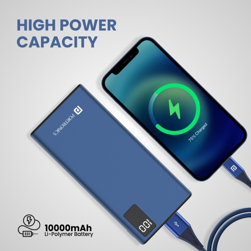 Portronics 10000 mAh Power Bank (18 W, Fast Charging) Price in India - Buy  Portronics 10000 mAh Power Bank (18 W, Fast Charging) online at