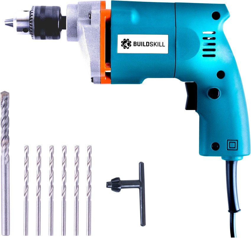 BUILDSKILL 10MM Professional Powerful Heavy Drill Machine with 7 High Quality Bits BED1100 Bluebits Pistol Grip Drill