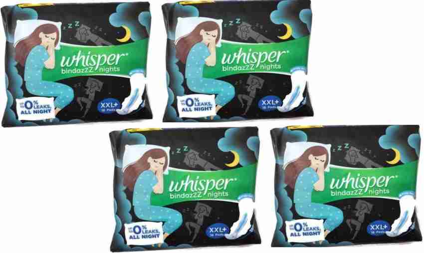 Whisper Bindazzz Nights Sanitary Pads, XXL+, 360 mm, 16 Pads