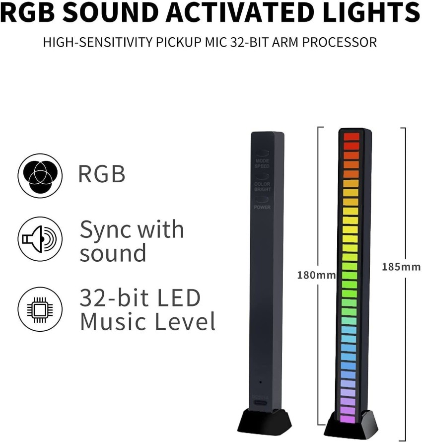 LED RGB Sound Pickup Light Car Mounted Music Spectrum Light Voice