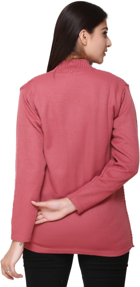 PIPASA WOMEN Woven V Neck Casual Women Pink Sweater - Buy PIPASA