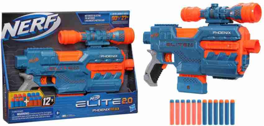 Nerf Elite 2.0 Phoenix CS-6 Motorized Blaster,6-Dart Clip,Scope,Incl. 12  Darts,for 8+ Guns & Darts - Elite 2.0 Phoenix CS-6 Motorized Blaster,6-Dart  Clip,Scope,Incl. 12 Darts,for 8+ . shop for Nerf products in India.