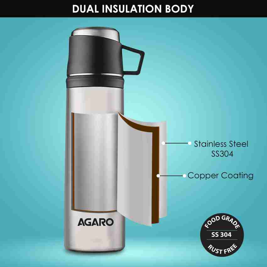 AGARO Supreme Stainless Steel Vacuum Flask, Hot and Cold Upto 8hrs