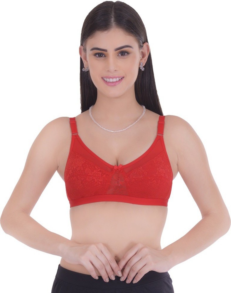 Buy The T-shirt Cotton Push-up Perfect Shape Bra - Red At 62% Off