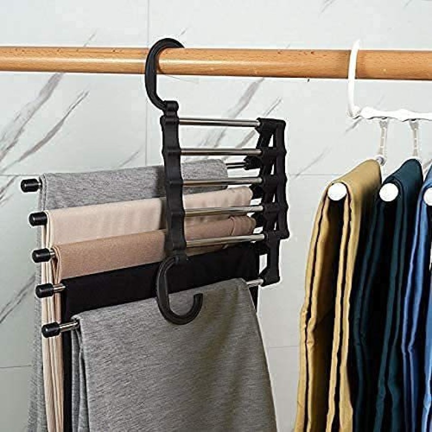 Plain New Plastic MultiPurpose 5 Layers Trouser Hanger  Set Of 5