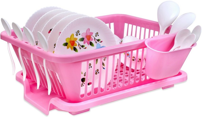 Plastic Dish Rack - Soft Pink