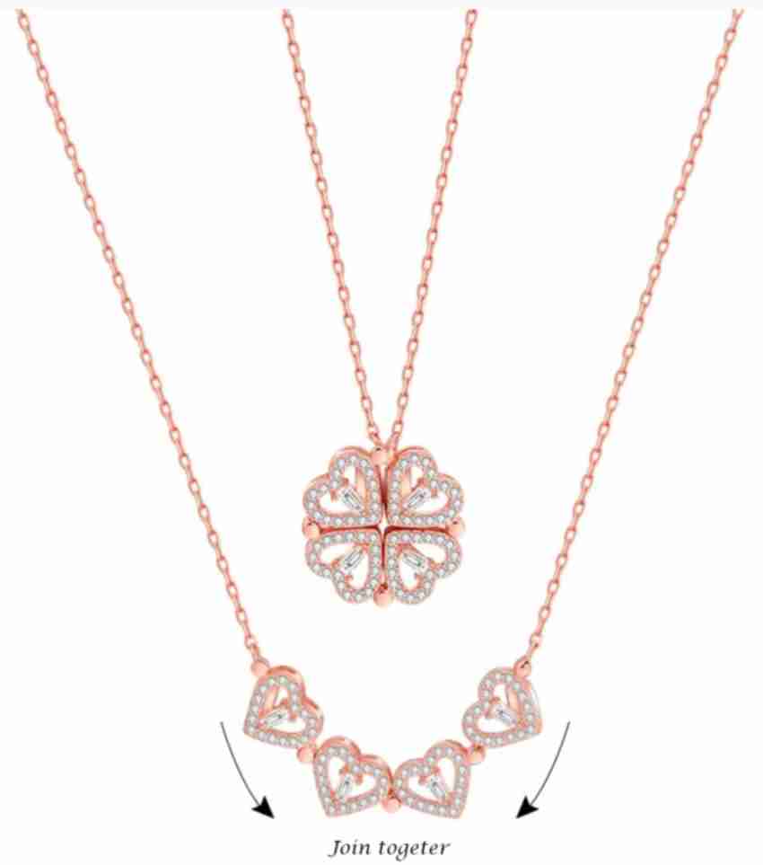 Rose Gold Magnetic Clover Heart Necklace - Mesmerize India