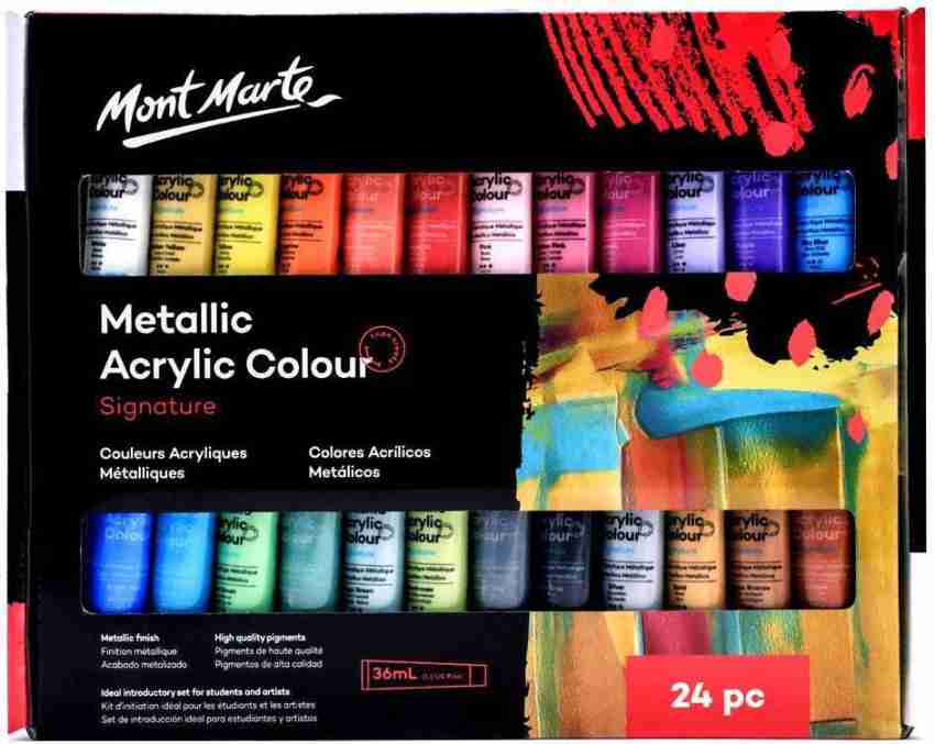 Mont Marte Metallic Acrylic Colour Paint Set Signature 24pc  x 36ml 