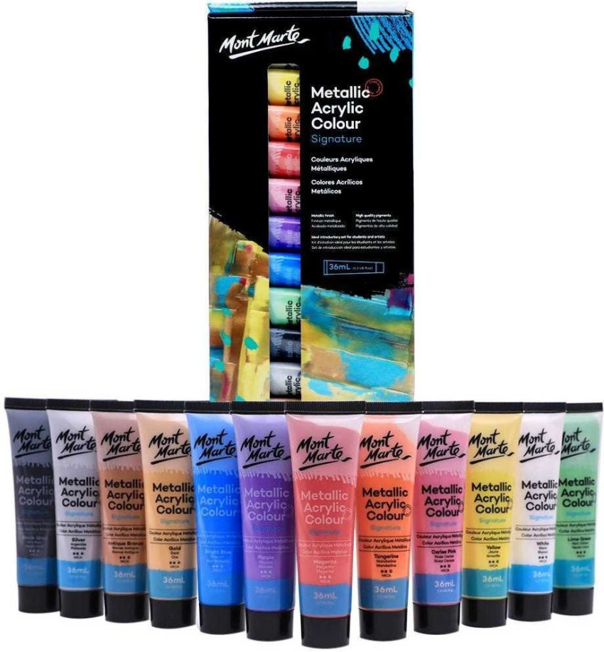 Mont Marte Acrylic Paint Set 24 Colours 36ml, Perfect for Canvas, Wood,  Fabric