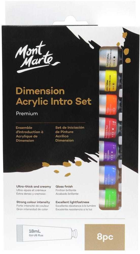 MONT MARTE Dimension Acrylic Paint Intro Set 8pc x 18ml