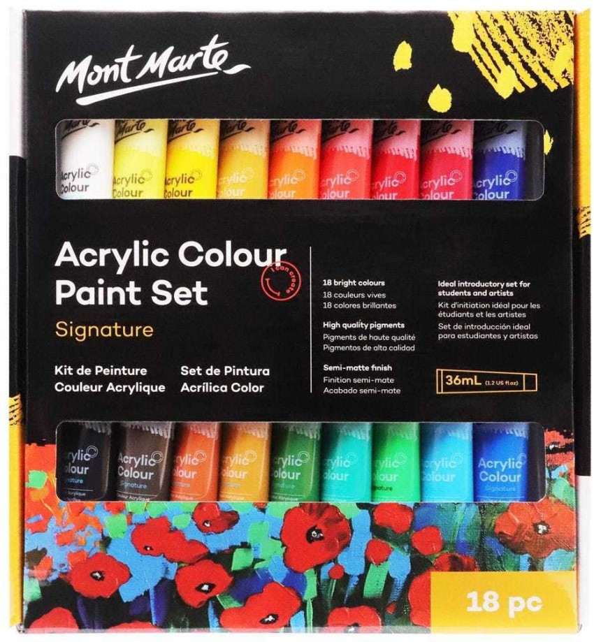Canvas - Mont Marte acrylic paint set contains 36 bright