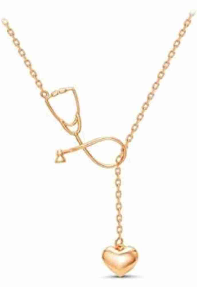 Happy GiftMart Doctor Stethoscope Heart Pendant Gold Jewellery