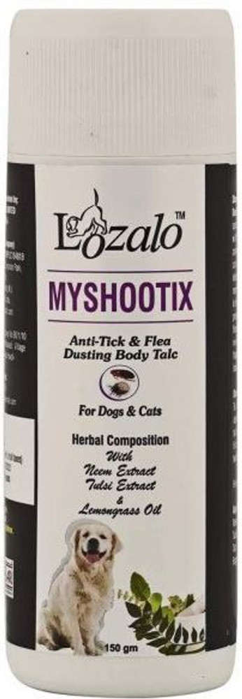 ROSSARI Lozalo MYSOOTHIX ANti tick Flea Dusting Powder For dog s Cats with herbal Composition Neem and Tulsi extract with lemongrass Oil Dog Anti Tick Flea Powder BY FIFOZONE 150 ml Pet