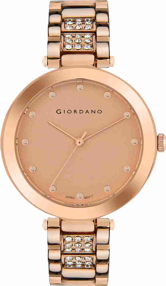 Giordano analog rose gold dial women's watch clearance