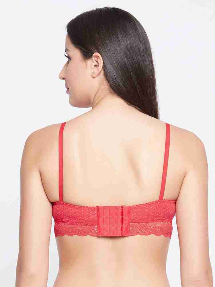 Buy Clovia Red Lace Half Coverage Padded Under-Wired Bralette Bra