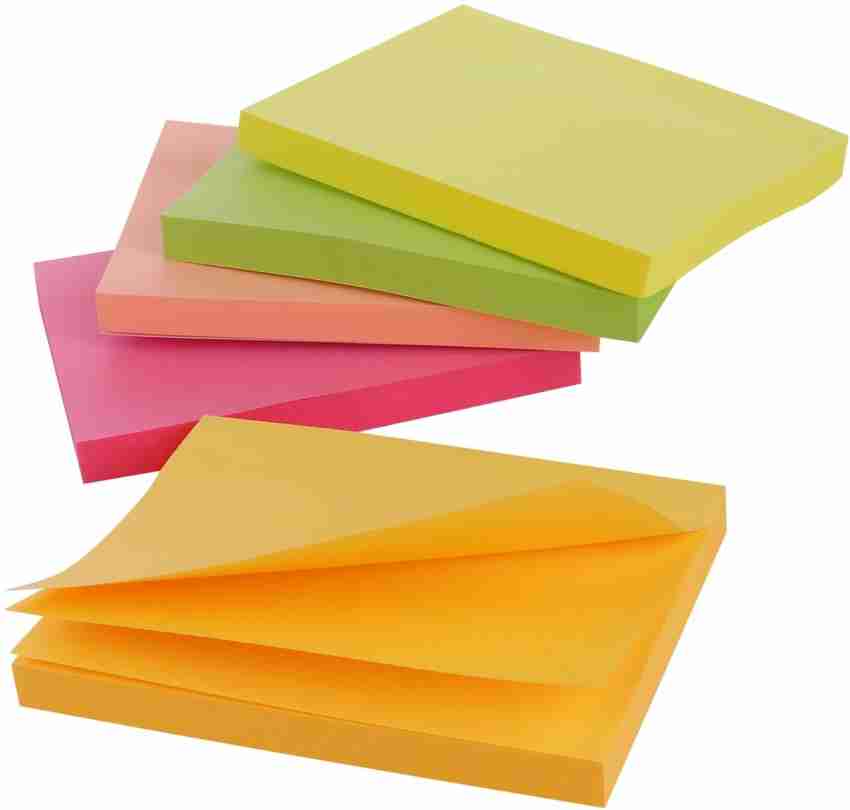 PANTONIC Fluorescent Paper Self Adhesive Sticky Notes Bookmark Point It  Marker Sticker 80 Sheets 3X 3, 5 Colors, Sticky Paper