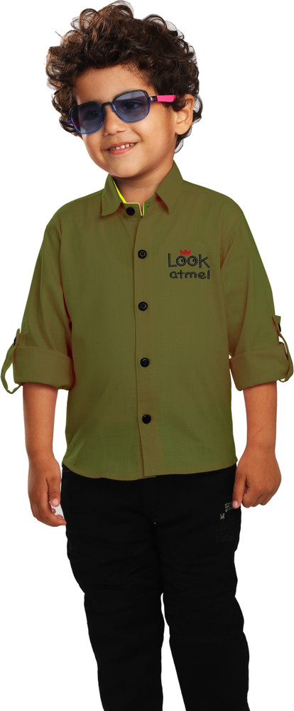 boys olive green shirt