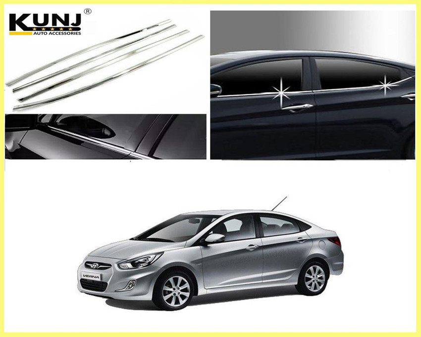 Kunj Autotech Stainless Steel Chrome Finish Window Lower Garnish
