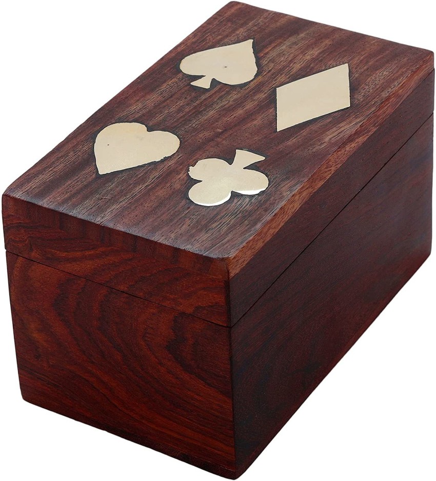 2 Deck Mahogany Wood Playing Card Box