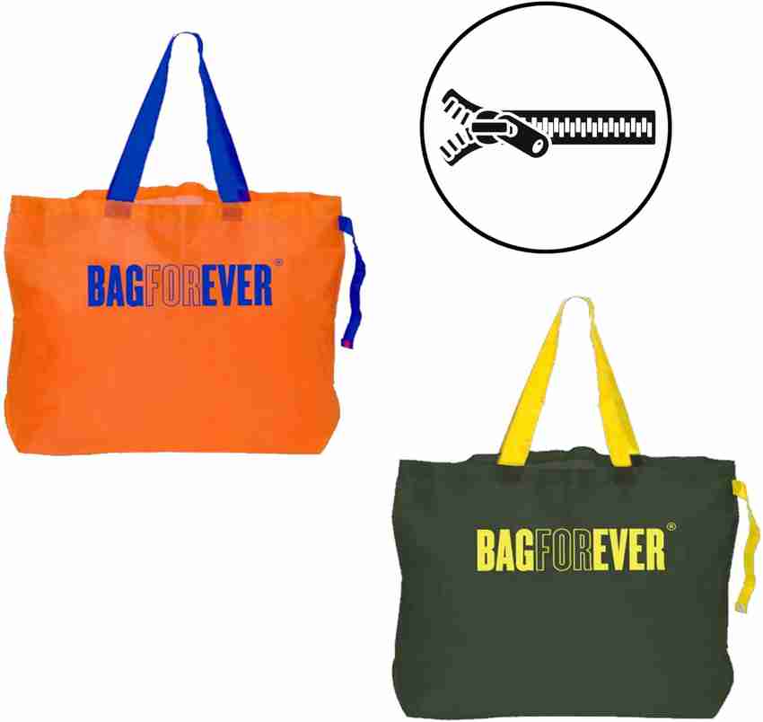 Bagforever Foldable Zipper Shopping Bag For Daily Use. Lightweight Easy to Carry Pack Of 2 Assorted colour Price in India Buy Bagforever Foldable Zipper Shopping Bag For Daily Use. Lightweight