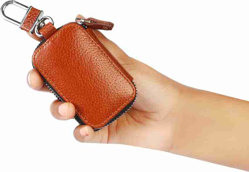TrueHapp GENUINE LEATHER CAR KEY CASE CAR KEYRING KEYCHAIN FOR