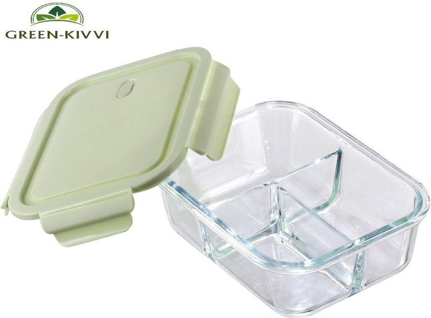 Glass Meal Prep Containers 3 Compartment (950 ML) - Glass Lunch Box with Lid