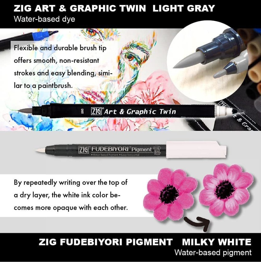 Zig Art & Graphic Twin Real Brush & Fine Markers