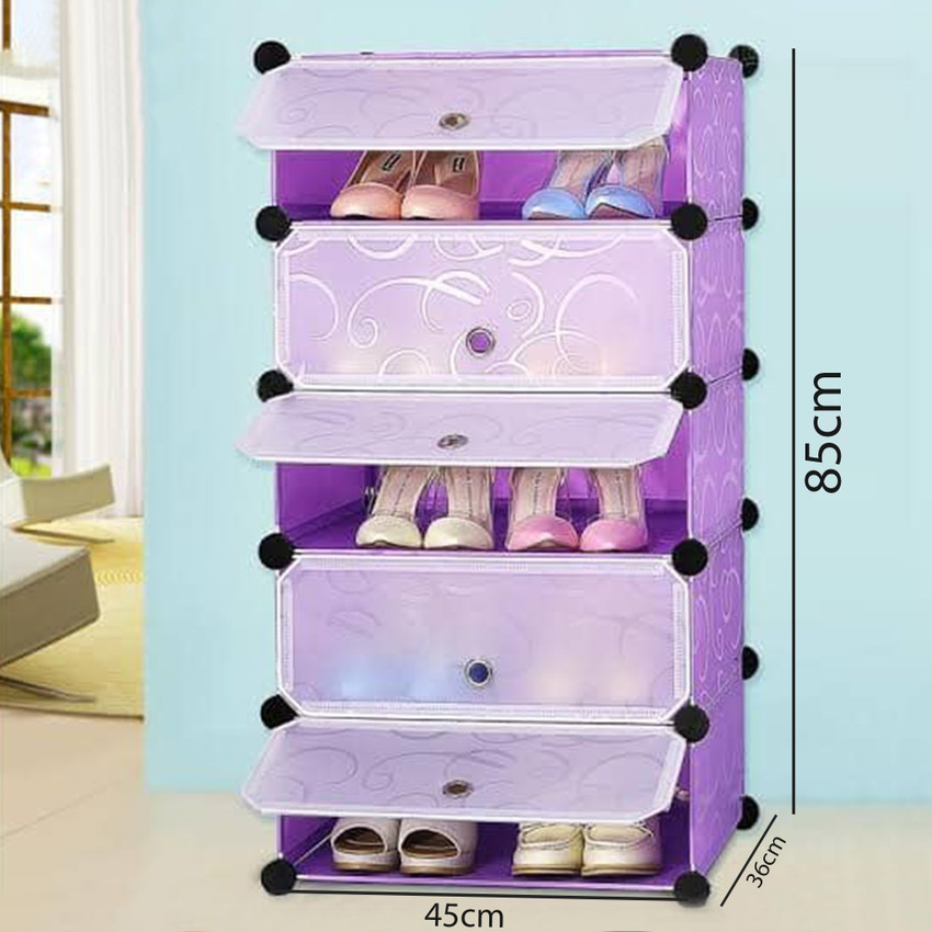 PYXBE Shoe Stand DIY Plastic Shoe Portable Storage Organizer 5