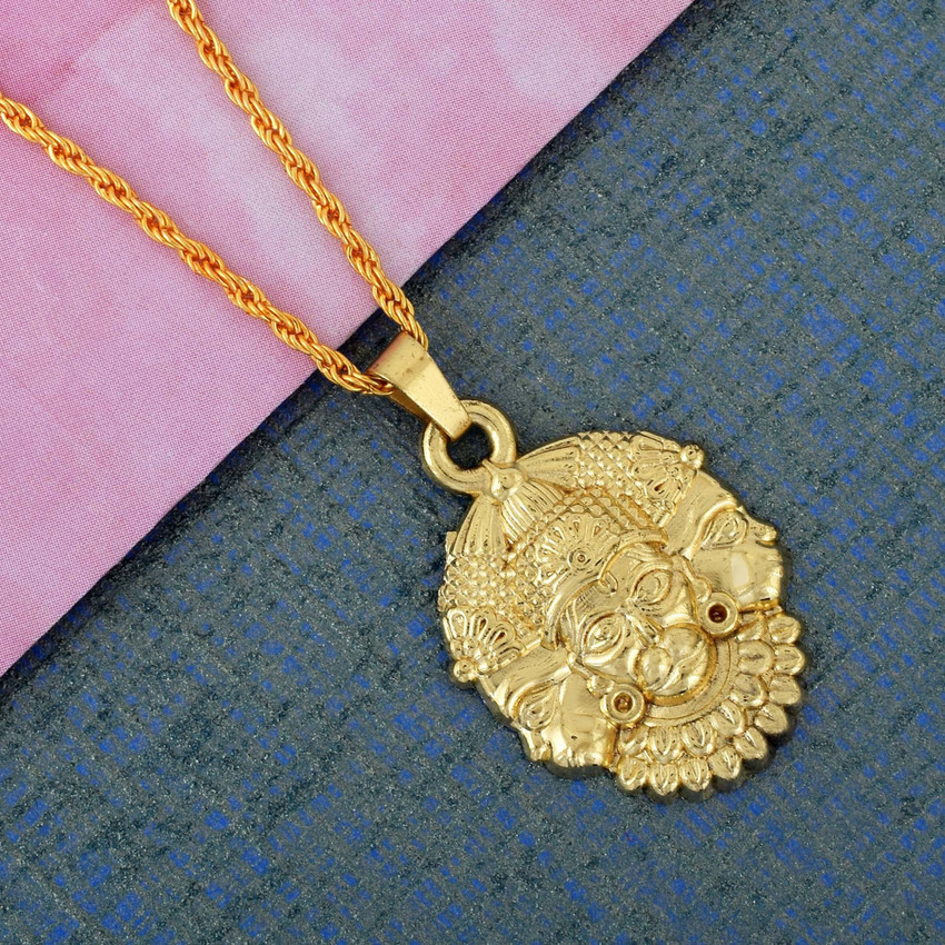 Dzinetrendz Gold plated Teen mukhi Tri mukhi Hanuman Bajrang bali pendant latest stylish Hindu God necklace temple jewellery Men women Gold plated Brass Pendant Price in India Buy Dzinetrendz Gold pla...