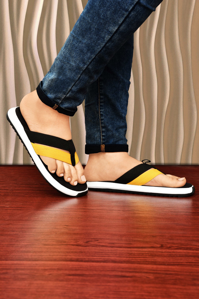 Yellow flip flops mens on sale