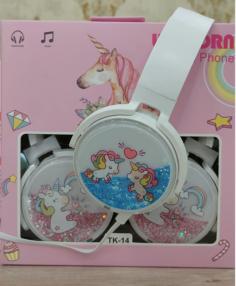 Neel Unicorn Water Glitter On Ear Headphone Wired Headphone for