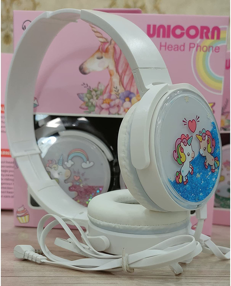 Neel Unicorn Water Glitter On Ear Headphone Wired Headphone for