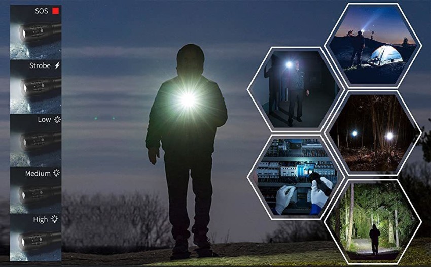 LED Tactical Flashlight S1000 - High Lumen, Zoomable, 5 Modes