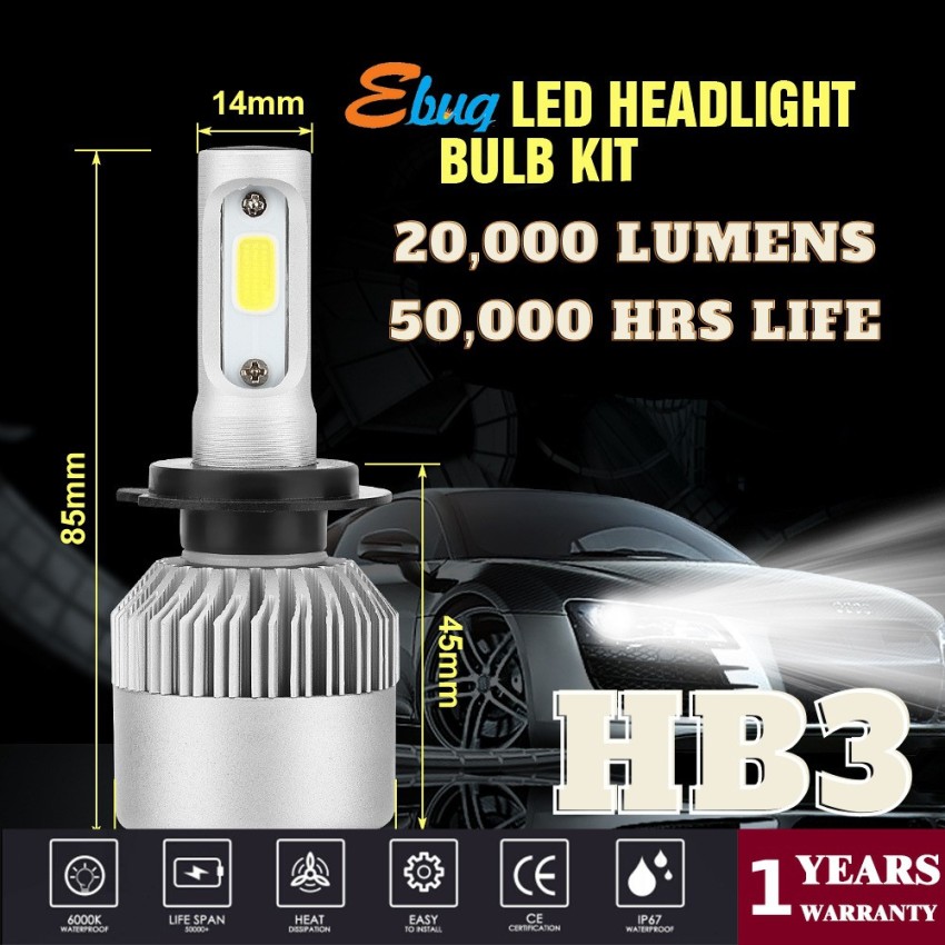 Ebug HB3/HB4/H11 9005 Led Headlight Bulb, 20,000 Lumens 36W 1 Year Warranty  HB3/HB4 9005 700% Super Brighter Led Headlight Bulbs, 6000K Cool White)  Headlight Car LED (12 V, 36 W) Price in