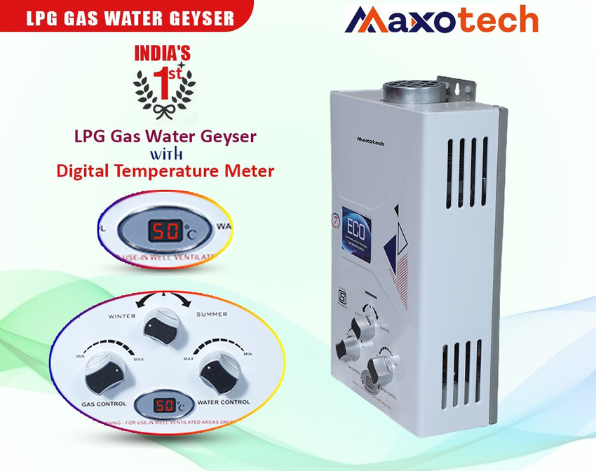 Maxotech 7 L Gas Water Geyser (Raze Eco Smart LPG Gas geyser with Digital  Temperature Meter, White) Price in India - Buy Maxotech 7 L Gas Water Geyser  (Raze Eco Smart LPG